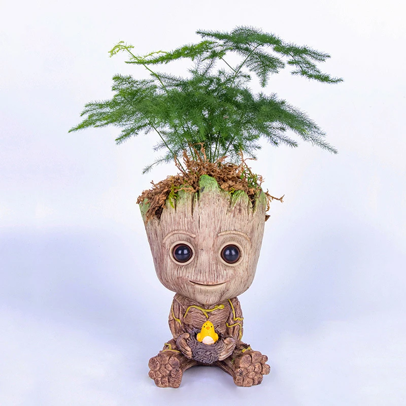 Strongwell Flowerpot Baby Groot Pen Pot Holder Plants Flower Pot Cute Action Figures Toys for Kids Gift Desktop Decoration