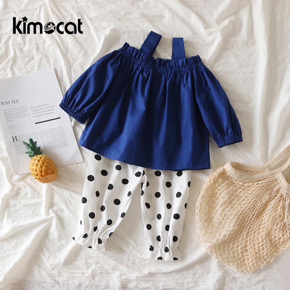 

Kimocat Baby Girl Clothes High Quality Casual Off Shoulder Tops Kid Girls Clothing Set Toddle Infant Front Outfits Clothes