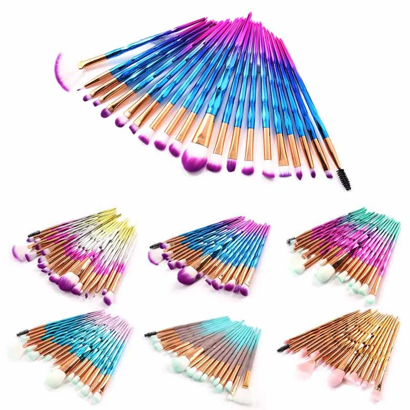 

20Pcs Diamond Makeup Brushes Set Beauty Make Up Brush Tool Cosmetic Powder Foundation Blending Eye Shadow Eyebrow Eyelash Brush
