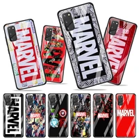 marvel logo cool for samsung galaxy s20 fe ultra note 20 s10 lite s9 s8 plus luxury tempered glass phone case cover