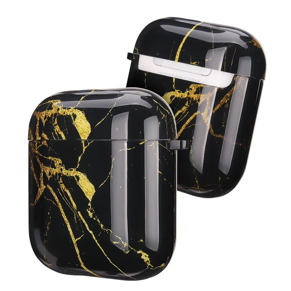 Новый роскошный чехол из мягкого ТПУ для наушников Apple Airpods 1 2 Глянцевая IMD черного