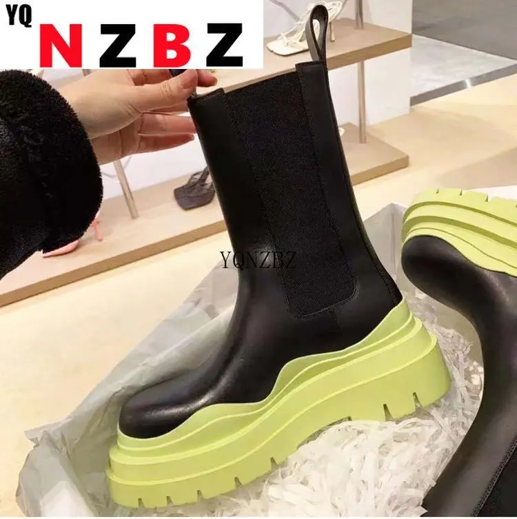 

New Women Ankle Boots Leather Woman Fashion Shoes Chelsea Boot Female Platform Brand Designer Slip On Short Boot Lady Autumn