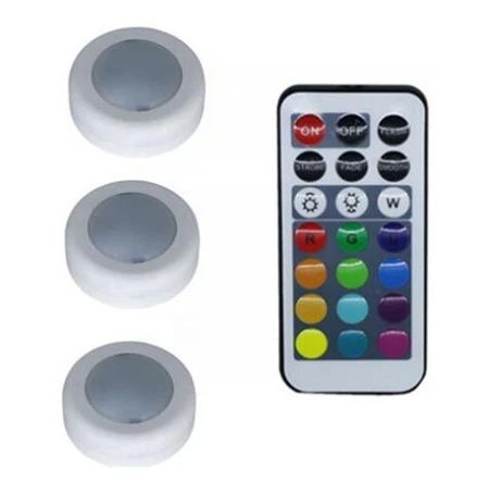 3Light 1Remoter Беспроводной светодиодный светильник шайба s RGB 12 цветов затемняемый сенсорный датчик Светодиодная подсветка под шкаф для закрытого гардероба Лестницы прихожей ночника - Цвет: 3Light 1Remoter