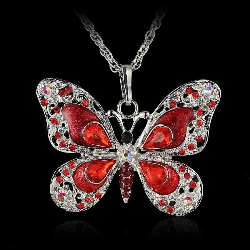 

Butterfly Necklace Butterfly jewelry Autumn accessories popular hip enamel crystal butterfly pendant long necklace chain women