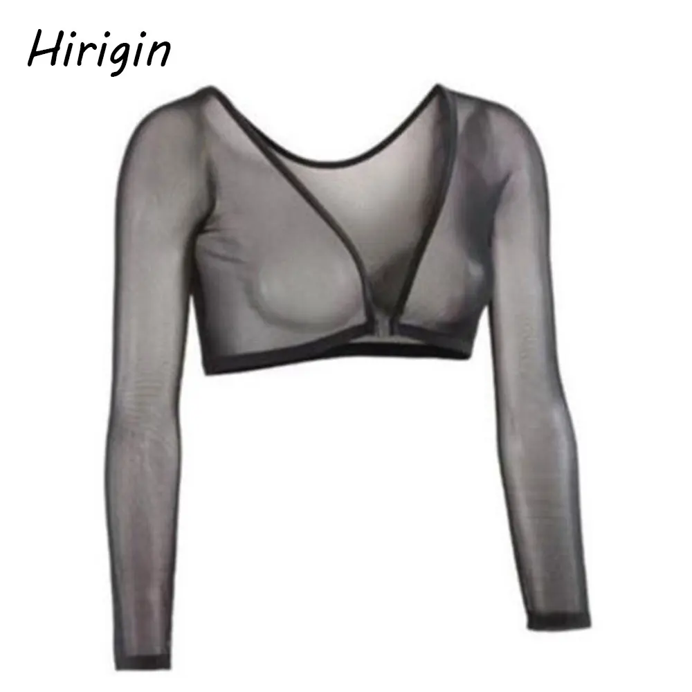 2020 женский черный сексуальный сетчатый кардиган футболки Женский кроп топ