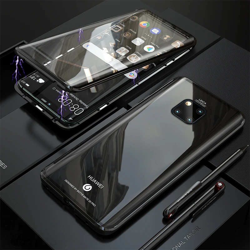 360 Полный Магнитный чехол для huawei P30 Pro P20 mate 20 металлический бампер 12D Передняя сенсорная пленка закаленное стекло крышка huawei P30 Pro Чехол
