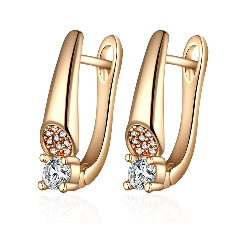 

Fashion Design Cute Cubic Zirconia Stud Earrings for Women Gold Silver Color Plated Copper Exquisite Wedding Party Jewelry Gifts