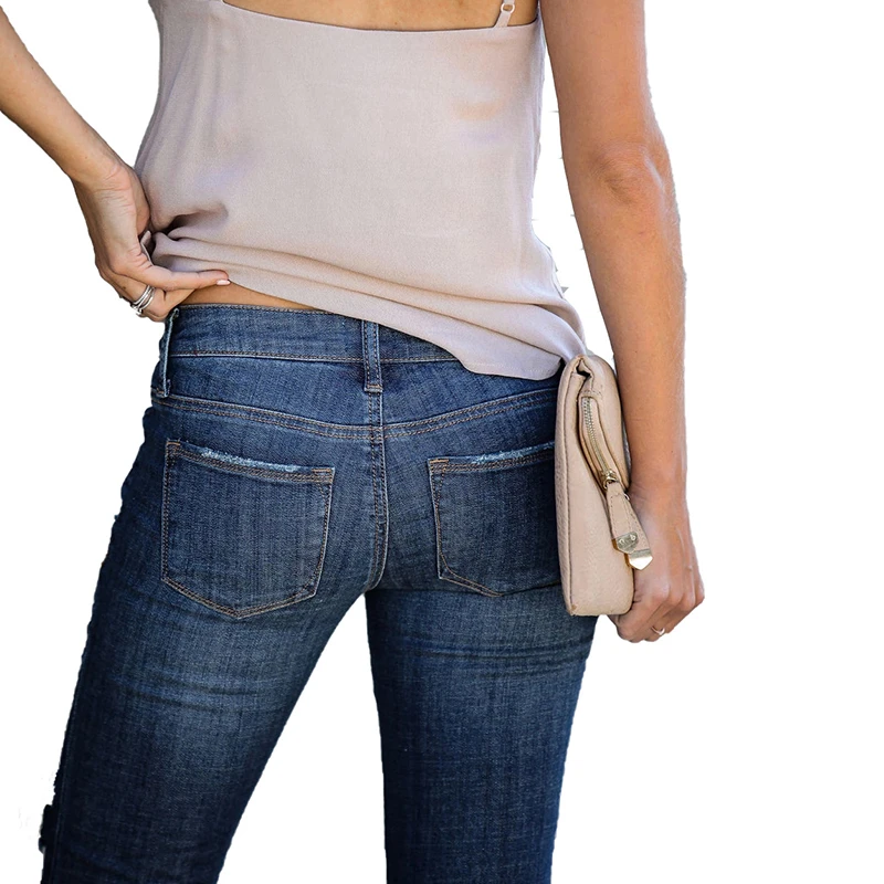 

Dilusoo Women High Waist Jeans Pants Elastic Holes Denim Jeans 4 Season Pencil Pants Woman Skinny Ripped Casual Jeans Ladies