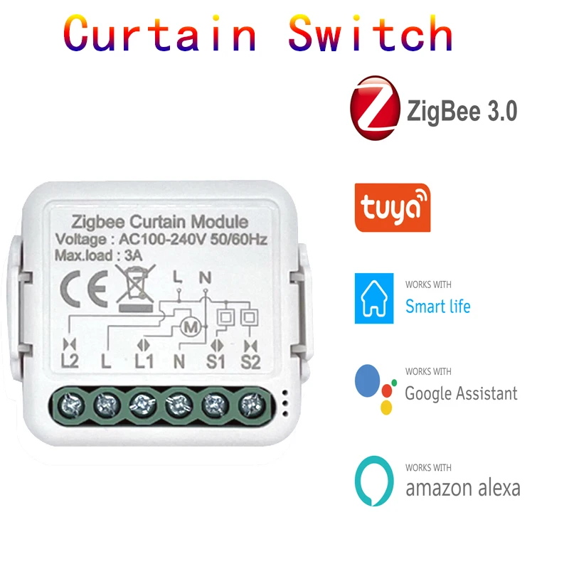 

Умный модуль переключателя для штор Tuya ZigBee 3,0, автоматизация умного дома, автоматизация «сделай сам», выключатель с поддержкой голосового у...