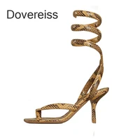 dovereiss fashion summer womens shoes round toe narrow band serpentine elegant stilettos heels femmes sandales consice 42 43