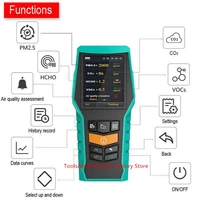 formaldehyde gas monitor hcho pm1 0 pm2 5 pm10 co2 vocs time date data export history gas detector external tf storage function