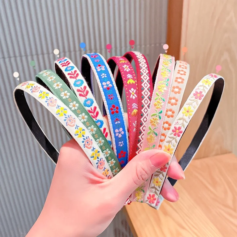 

1 PC New Embroidery Flowers Cute Kids Hair Hoop Boutique Baby Hairbands Princess Headwear Girls Hair Accessories Children Hair