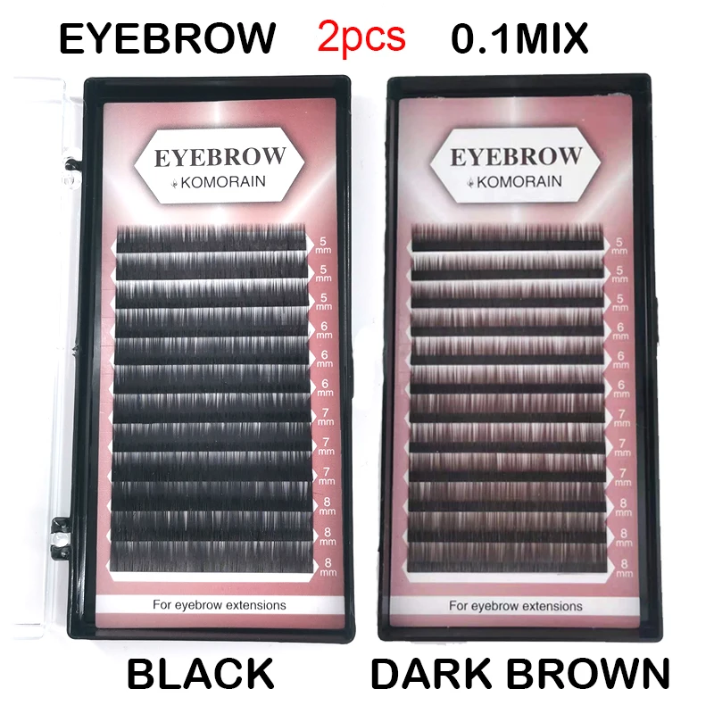2 Tray Eyebrown Extensions Mix Length False Eyebrow 12 Lines Per Tray No Curl Eyebrow Professional Eyebrow Extensions
