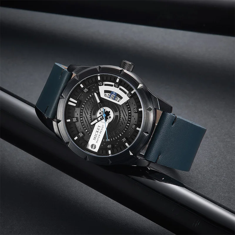 

Disney Leather Watch Strap Men's Watch Cool Calendar Black Sport Watch Men's Watch
