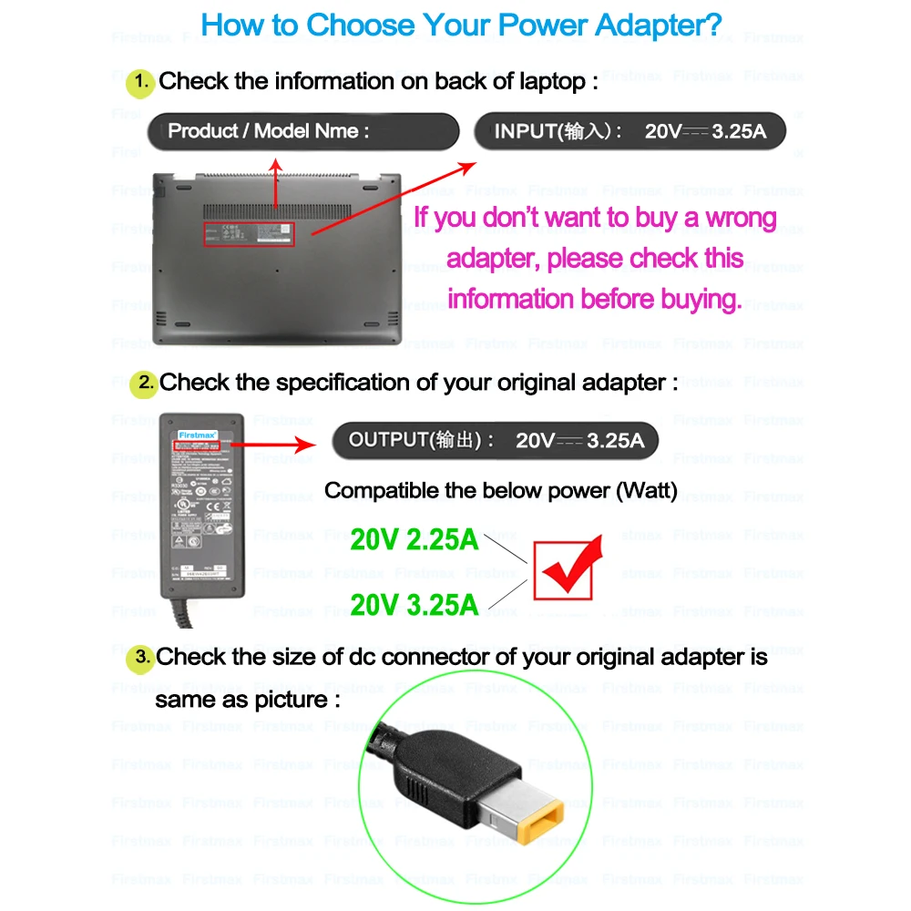 20V 3.25A 65W адаптер переменного тока для ноутбука Lenovo зарядное устройство ADLX65NDC3A