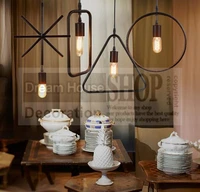 free shipping one sample order new style geometrical figure simple iron black finished with 1 1 meters pendant lamp