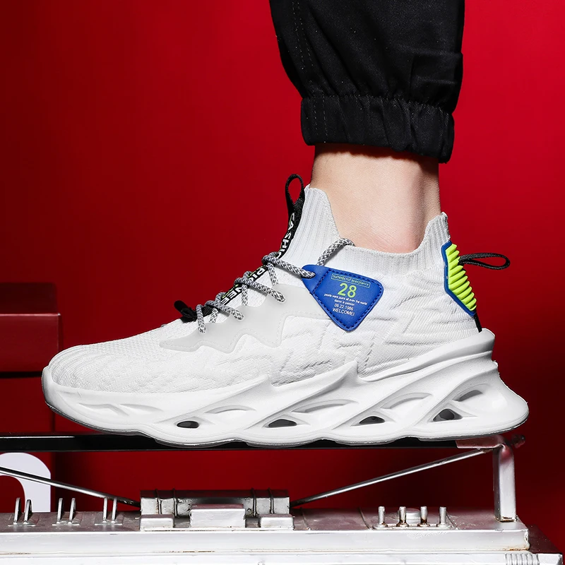 

lightweight blade running shoes shockproof lack up breathable male sneakers height increase walking Gym shoes man