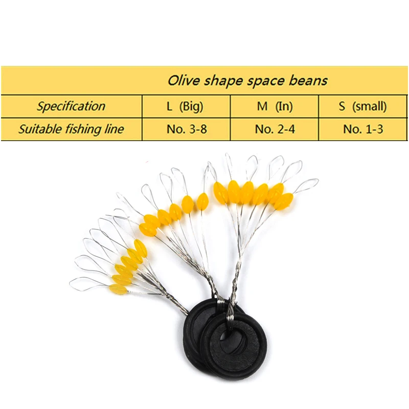 Wifreo 20set=120PCS Yellow Olives Space Beans Rubber Tendon Size S M L Stopper Fishing Tackle Accurate Positioning Floats | Спорт и