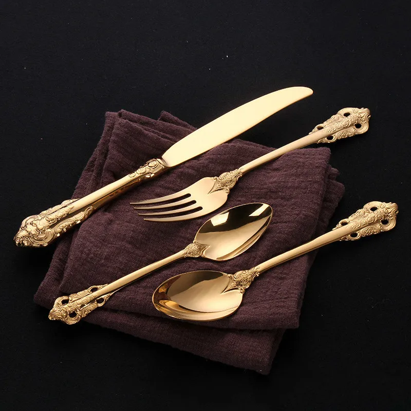 Набор Западной посуды резные столовые приборы в дворцовом стиле нож вилка ложка