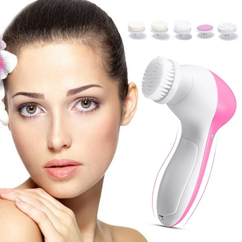 

Electric Facial Cleanser Wash Face Cleaning Machine Skin Pore Cleaner Body Cleansing Massage Mini Beauty Massager Brush 5 in 1