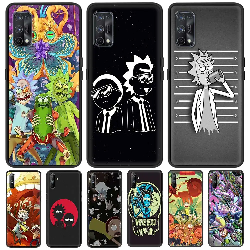 

For Realme 6 7 Pro C3 5 XT C15 8 Phone Case X50 C11 GT Neo C20 C21 7i C25 Q2 Black Soft Shockproof Cover Anime Pick Rickks Shell