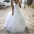 Очаровательное бальное платье с V-образным вырезом, свадебные платья, свадебное платье, модные официальные свадебные платья с аппликацией и оборками, свадебные платья на шнуровке