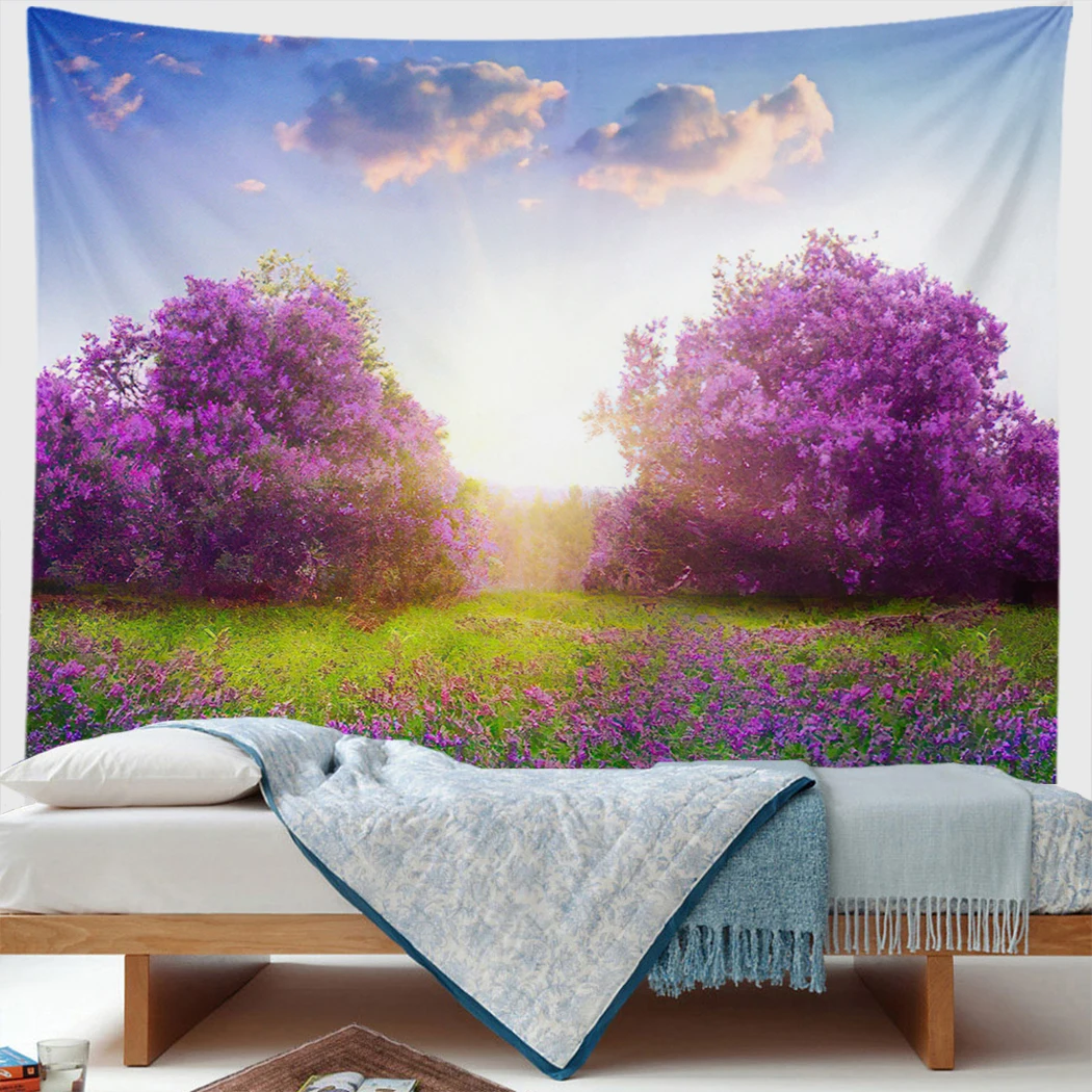 

Sunshine Mystery Forest Tapestry Spring Modern Natural Landscape Wall Hanging Boho Home Decoration Picnic Mat Carpet Gifts