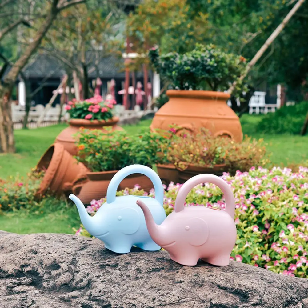 

40%HOTWater Can Anti-slid Handle Cute Plastic Creative Elephant Shape Water Pot for Garden