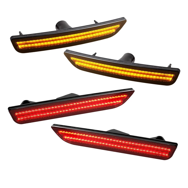 

4PCS Front Rear LED Side Marker Lights for Ford Mustang 2010-2014 Red Bumper Reflectors Turn Signal Light Lamp