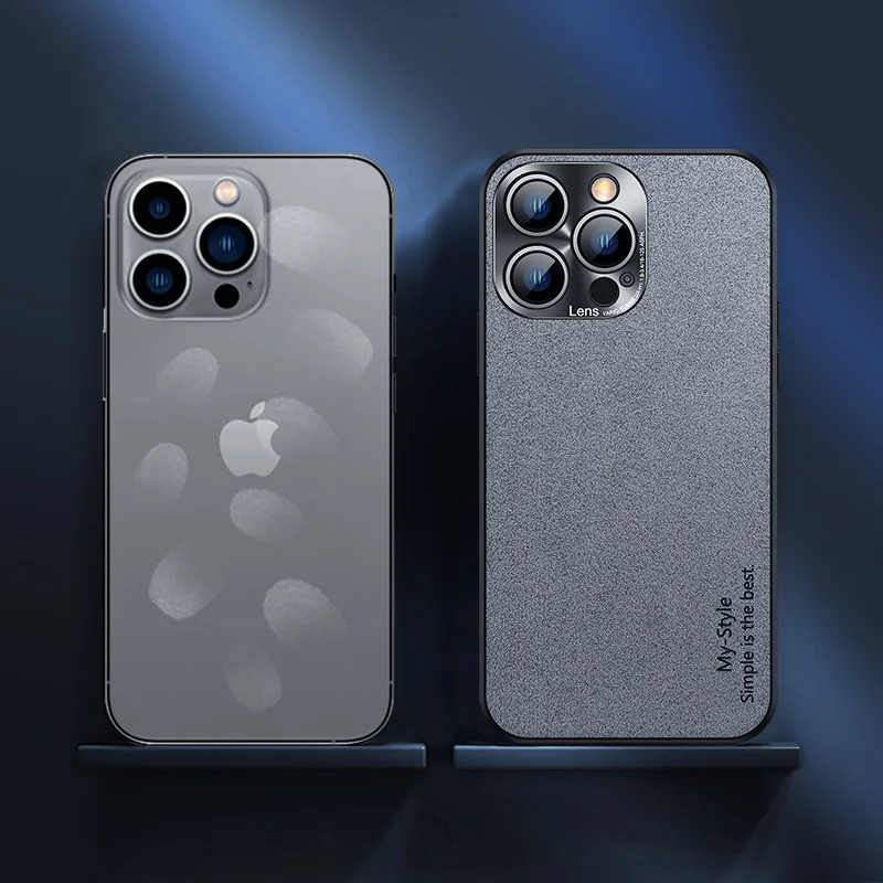 Genuine Suede Leather Phone Case For Apple iPhone 13 Pro Max 12 Matte Slim Anti-Fingerprint Warm Soft Camera Armor Back Cover