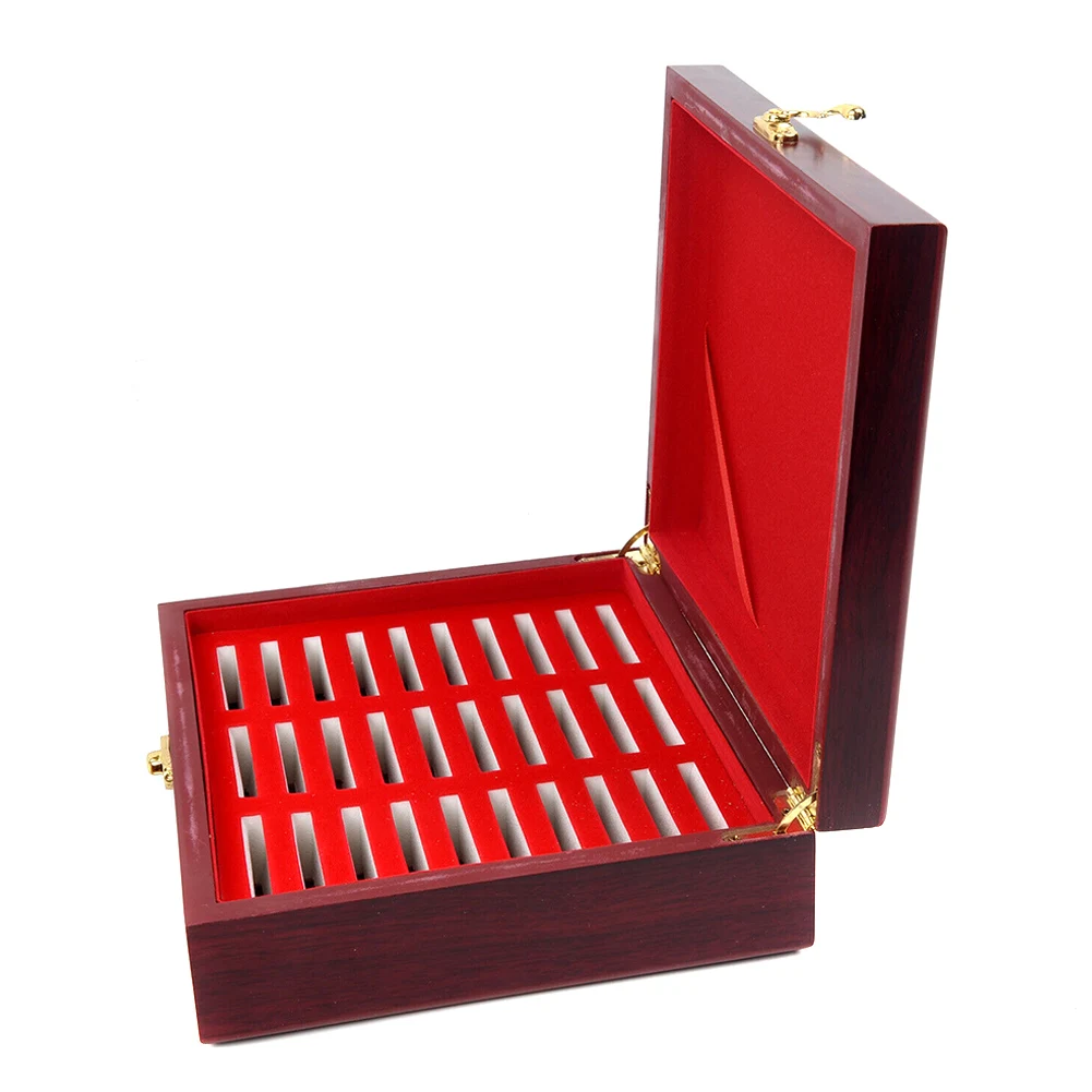 Economical 30 Pcs Round Coins Holders Storage Container Case Portable Wooden Display Box Collection ds99 |