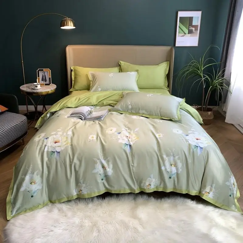 

Birds Floral Duvet Cover set HD print Chic Blooming Trees Branches Egyptian Cotton Bedding Bed sheet Pillowcases Queen King size