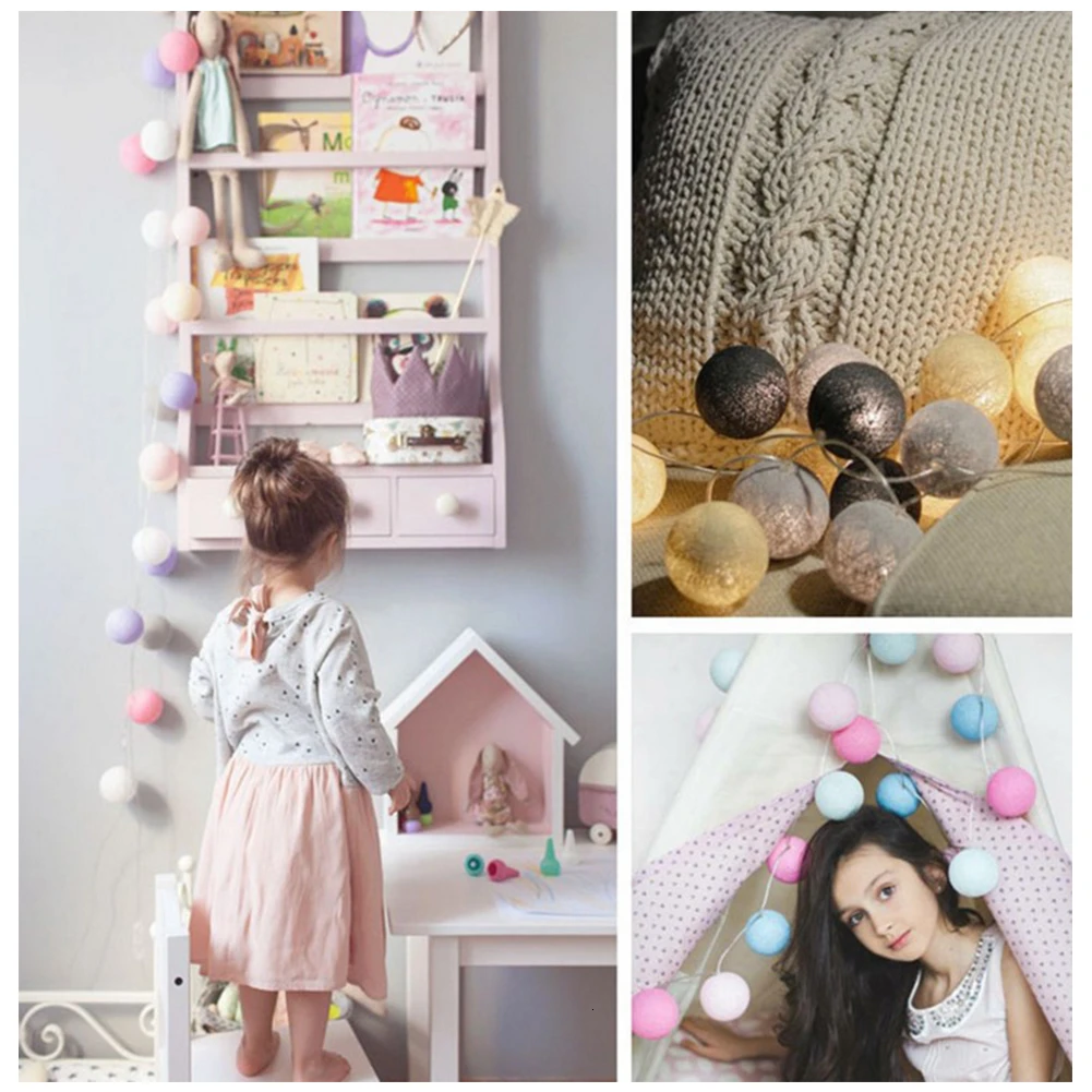 20 светодиодов круглый светильник с хлопковой нитью в форме шара украшение для