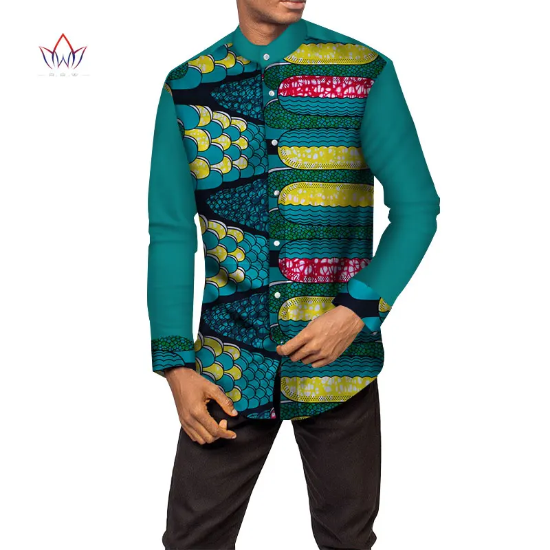 

Fashion Bazin Riche Men African Clothing Print Shirt for Men Casual Dashiki Shirts Traditional Plus Size African Clothing WYN14