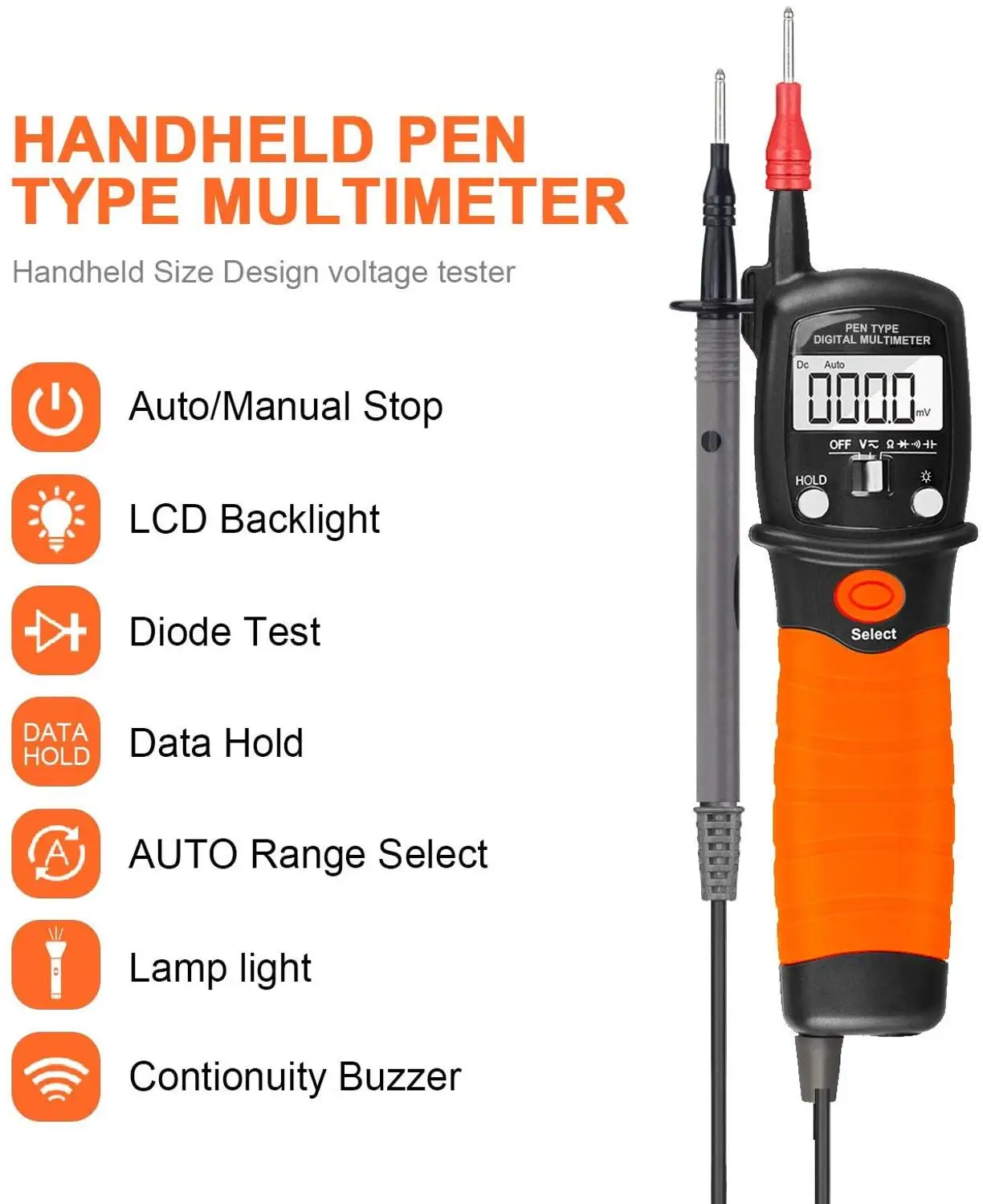 HOLDPEAK HP-38B Напряжение тестер ручка Тип Цифровой мультиметр 2000 счетчиков для измерительный Вольтметр Сопротивление
