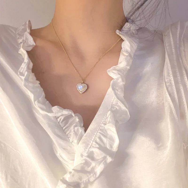 

Simple Sweet Romantic Heart-shaped Pendant Fashion Women's Necklace Neck Chain Clavicle Chain Choker Promise Girl Love Jewelry