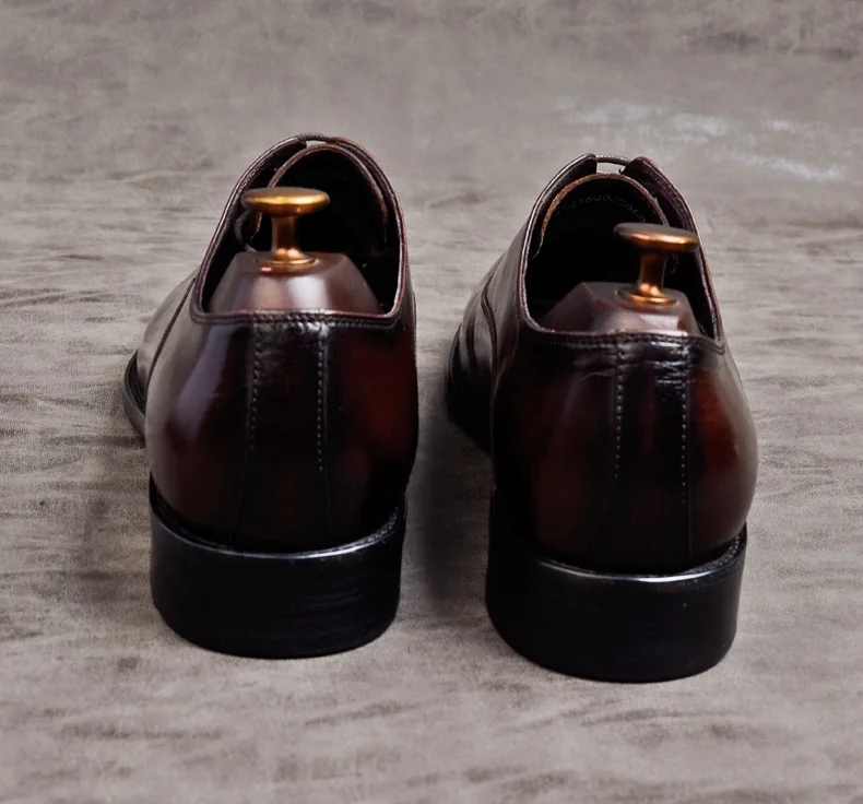 

Black Wine Red Brown Men Dress Shoes Lace-up Leather Oxford Classic Modern Formal Business Comfortable Dress Shoes For Men