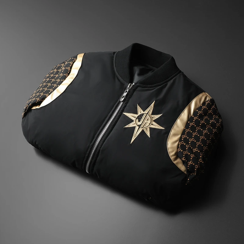 

Winter New Style Men's Down Jacket Fashion Star Stitching sleeves Design Winter Jackets Male Outerwear Clothing F5019