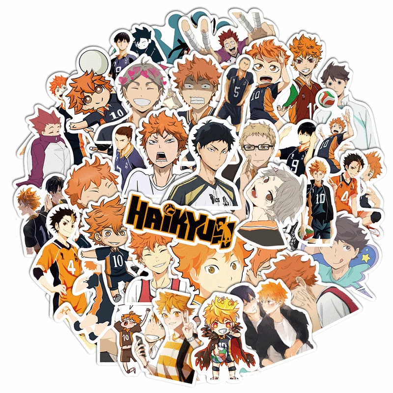 

Random 50pcs/set Japan Anime Cartoon Props Haikyuu!! Hinata Shoyo Kageyama Tobio Sticker