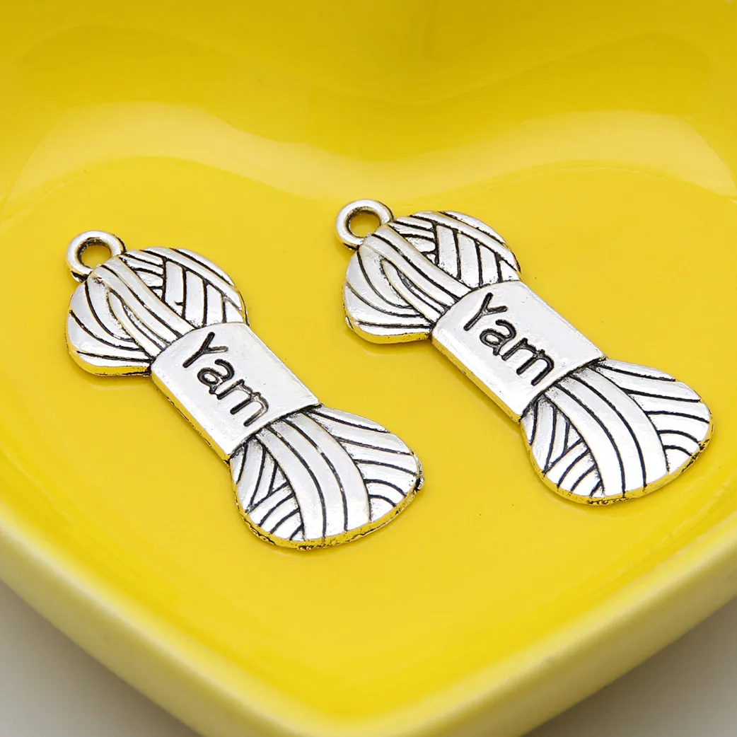 Шармы для вязания крючком из пряжи серебристого цвета 31x12 мм подвеска шерсти