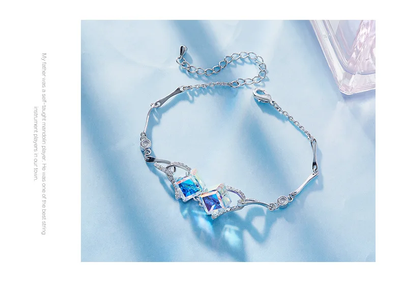 BOSCEN украшенный кристаллами от Swarovski разноцветный браслет для женщин девушка подарок на день рождения милый роскошный квадратный элегантный
