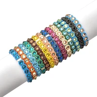 bohemian handmade multicolor crystal elastic bracelet enamel stretch glass stacking bangle rainbow tile bead bracelet for women