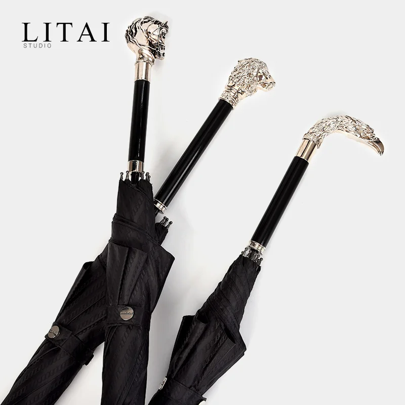 Художественный большой зонт от солнца прозрачный с длинной ручкой подарок