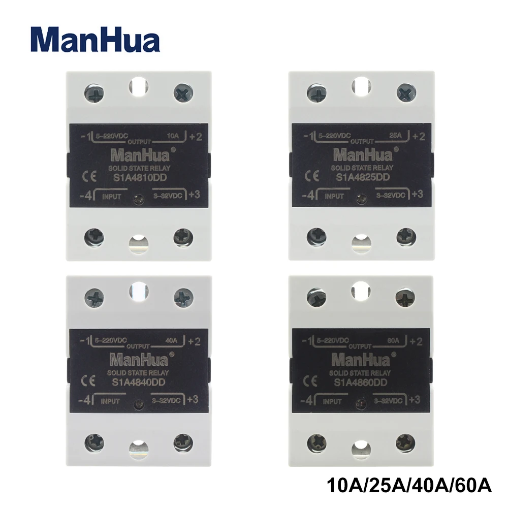 ManHua SSR 10A/25A/40A/60A 3 32VDC вход 5 220VDC выход Однофазный DC В твердотельный релейный