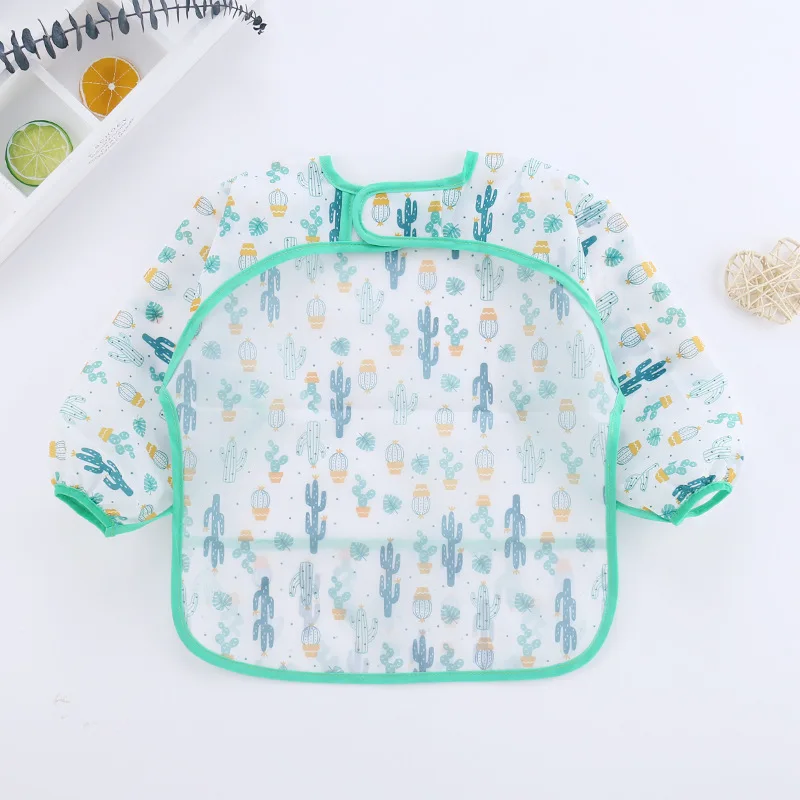 Baberos impermeables para beb&eacute;, Bandana de dibujos animados, delantal de manga larga para comer y dibujar, ropa para eructar, autoalimentaci&oacute;n-1