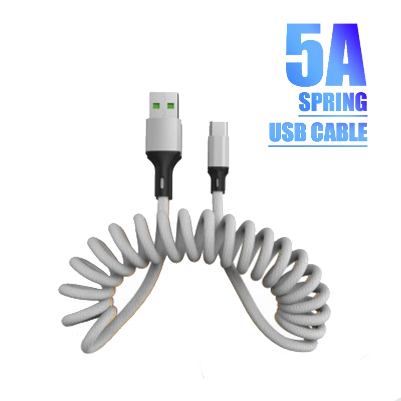 2021 Новый 5A пружинный USB кабель 1 5 м Micro зарядный провод Тип C Kable быстрое зарядное