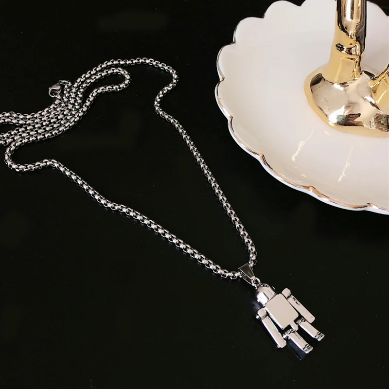 Модное ожерелье из нержавеющей стали кулон робот колье хип-хоп цепь