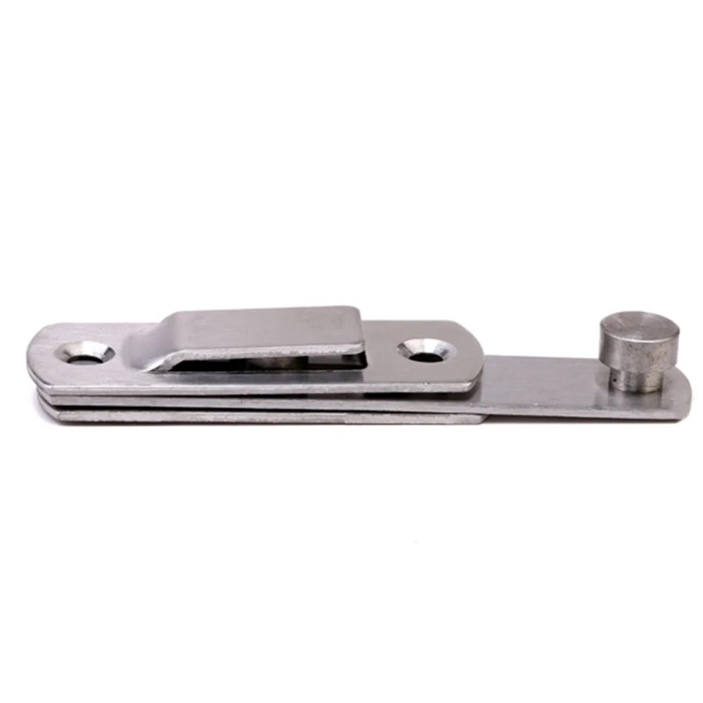 

4 inch Stainless Steel Door Brushed Texture Bolt Insurance Bolt Door Buckle Small Pet Cage Door Lock (Silver)
