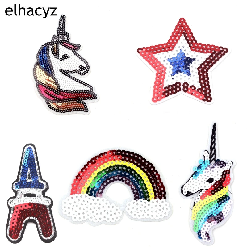 10 шт./лот Новое поступление Блестящий единорог Радуга башня украшение аппликация