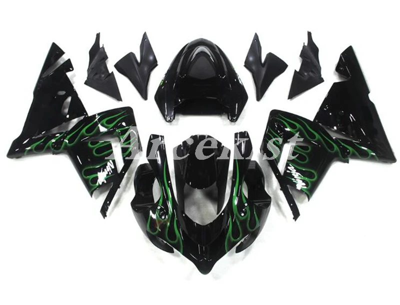 

New ABS whole Fairings Kit Fit for Kawasaki Ninja ZX-10R ZX10R 10R 2004 2005 04 05 Bodywork set Green Flame